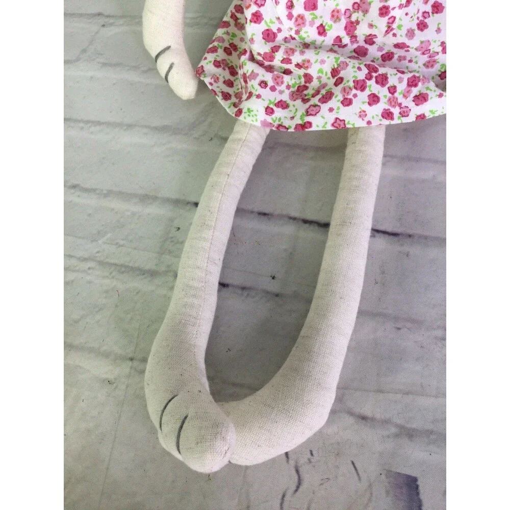 Mud Pie Whimsical Mouse Girl Plush Stuffed Animal Doll With Pink Floral Dress